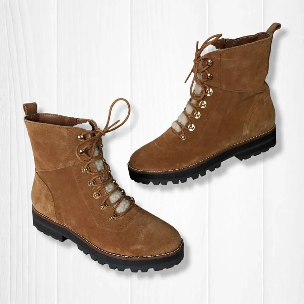 Crown & Ivy™ Women Naomi Hiker Boot High Laced Brown Size 8.5